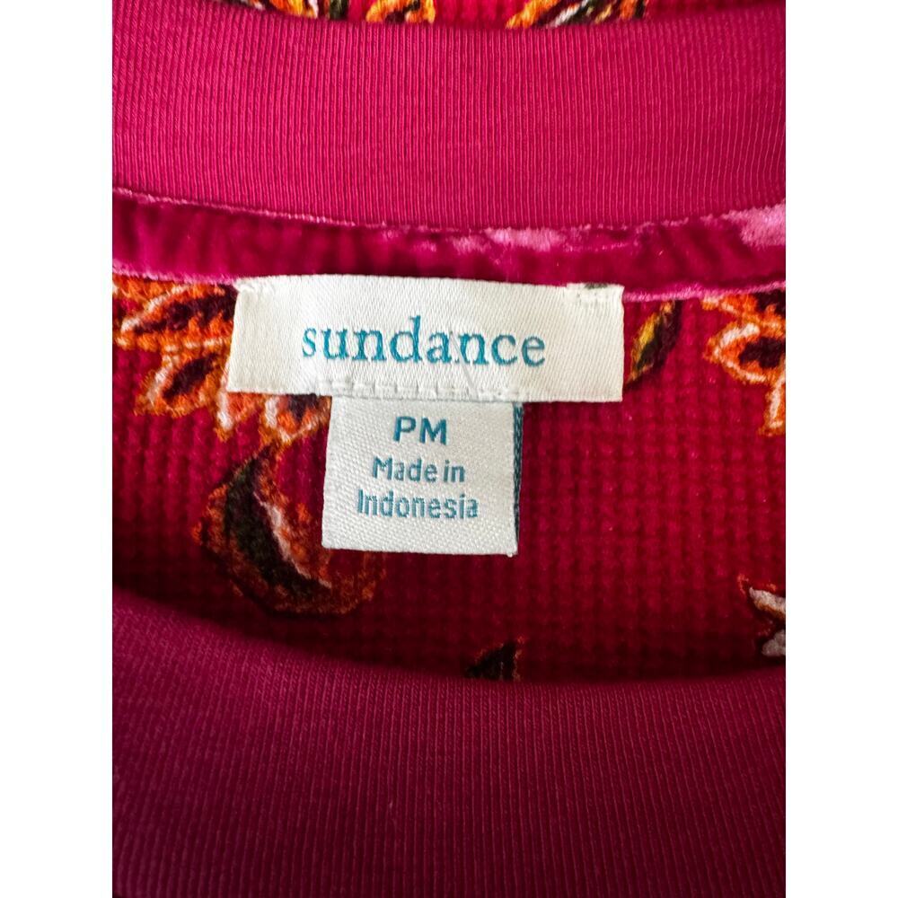 Sundance Loretta Floral Thermal Tee Velvet Cuffs Boho Cottagecore Petite Medium - Picture 5 of 6